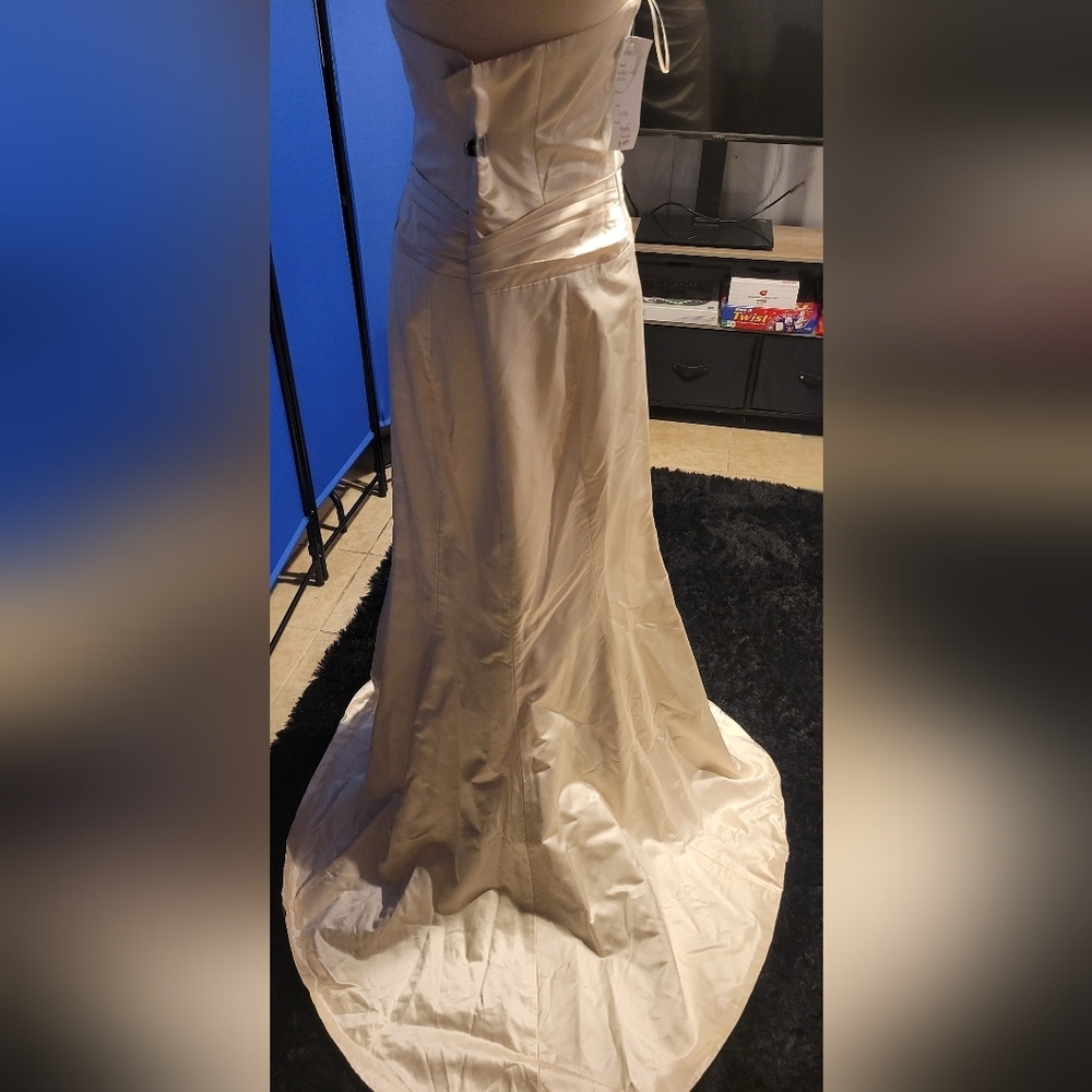 Elegant Cream Strapless Wedding Dress - Picture 5 of 10